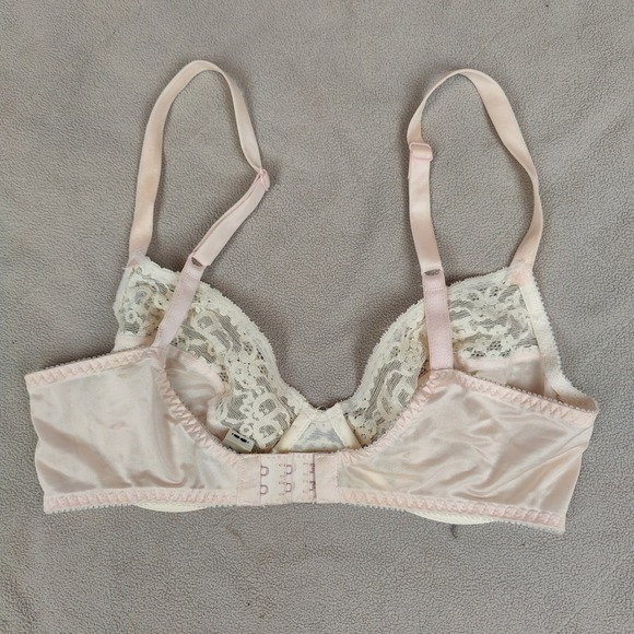 Vintage Christian Dior Intimates Lace Mesh Underwire Bra Peach 34C USA Made - Picture 6 of 9